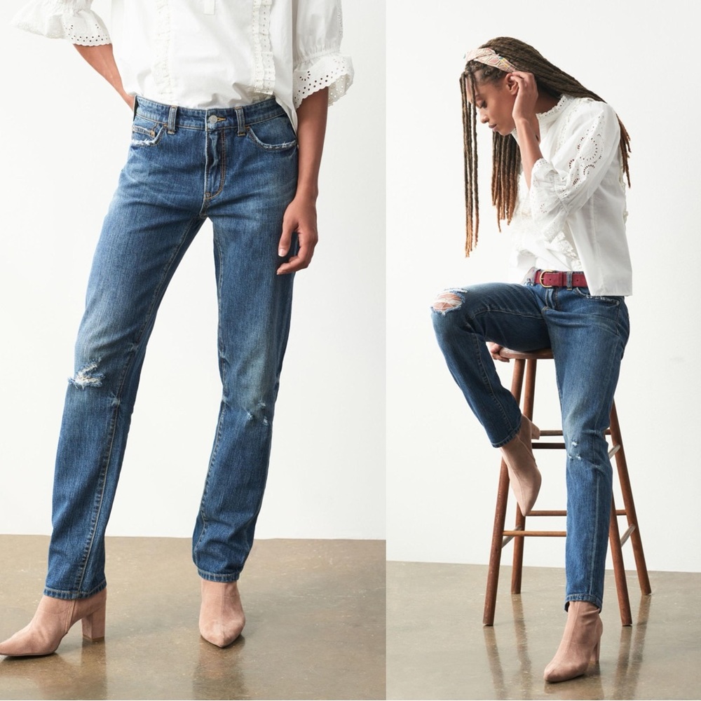 Anthropologie Pilcro Slim Boyfriend Crop Mid Rise 5 Pocket Blue Jeans size 29